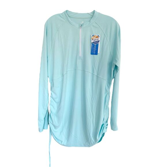 Evedoos Long Sleeve Blue 1/4 zip Workout Shirt Anti UV Sz Xl NWT - Picture 2 of 10